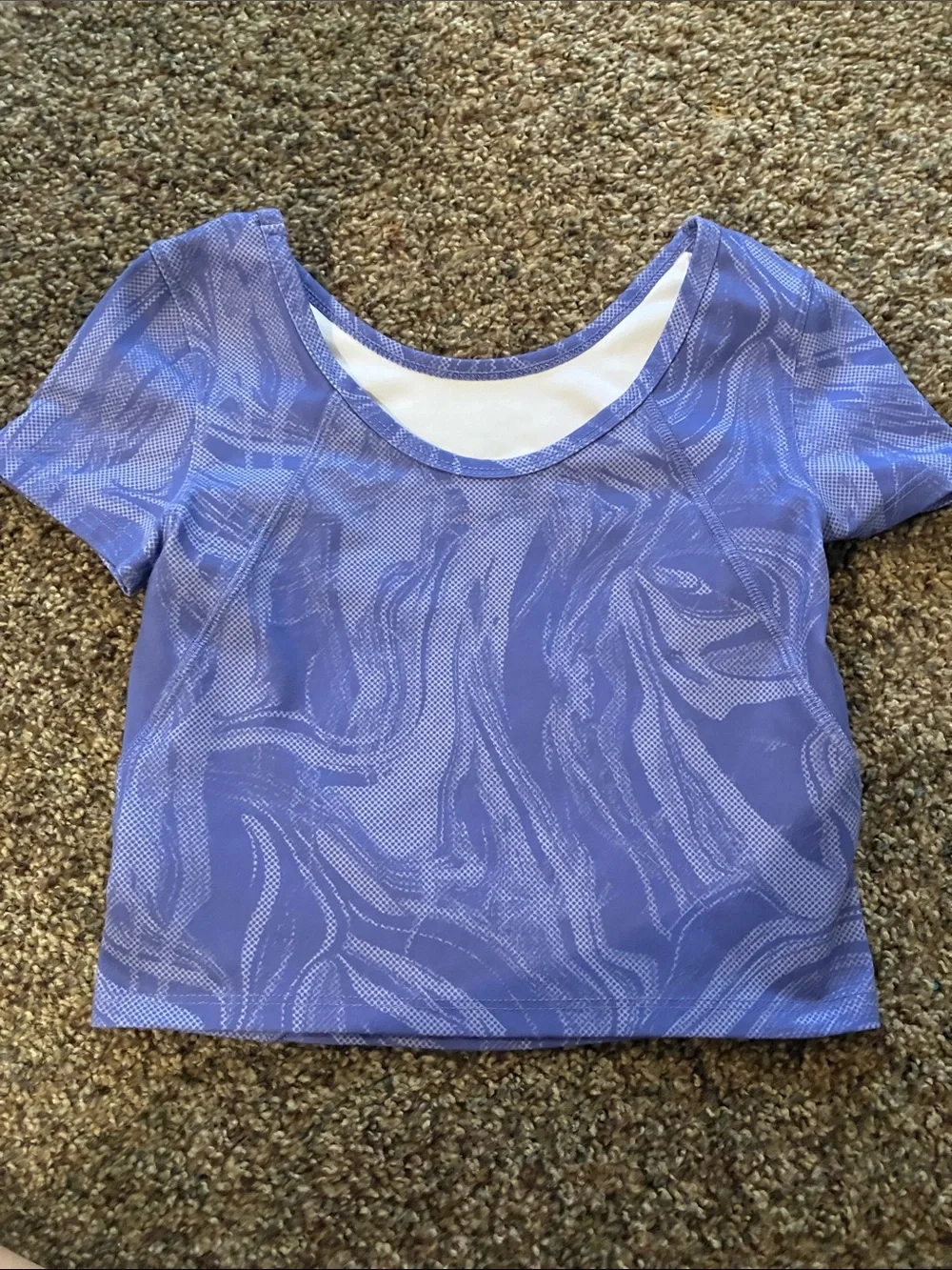 Avia Lavender Swirl Scoop-Neck Crop Active Top
